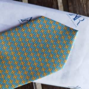 Gravata de Seda Azul e Amarela