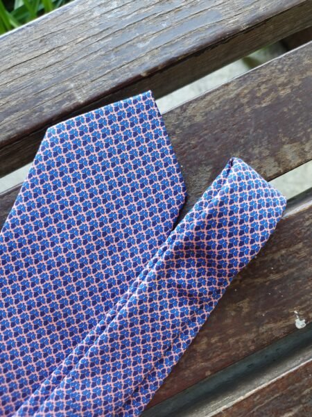Gravata de Seda Rosa e Azul - Imagem 2