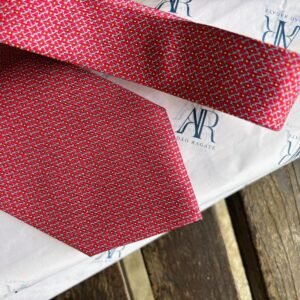 Gravata Fúcsia de Seda Pura com Estampa Geométrica