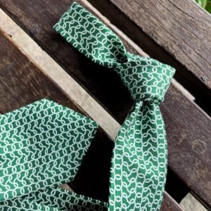 Gravata de Seda Pura Verde Estampada