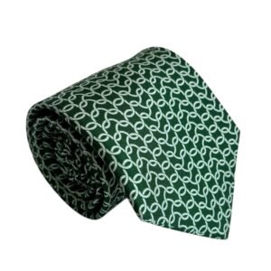 Gravata de Seda Pura Verde Estampada