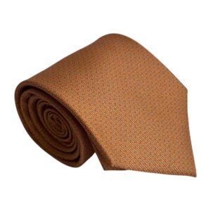 Gravata de Seda Pura Laranja Estampada