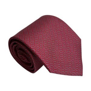 Gravata Fúcsia de Seda Pura com Estampa Geométrica