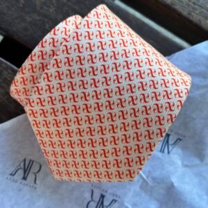 Gravata de Seda Laranja e Off White